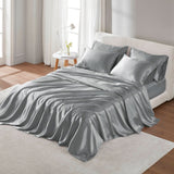 Luxury Satin 6-Piece Sheet Set, Dark Grey