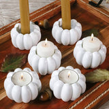 2-in-1 Pumpkin Tealight/Candlestick Holder (Set of 6) - White