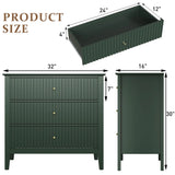 Large Fluted 3 Drawer Dresser, Modern Nightstand Cabinet