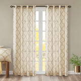 Wholesale Fretwork Sheer Basket Weave Window Panel, Cream