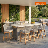 PURPLE LEAF Patio Sunbrella Bar Stools Set of 2 Rattan Bar Aluminum Bar Stool Outdoor Barstools with Back and Cushion for Garden Kitchen Island