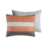Stripe Modern Comforter Set with Bed Sheets, Coral/Grey