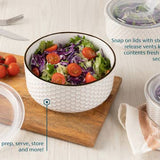 Kook Ceramic Nesting Bowls with Lids, Set of 4