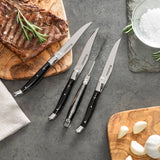 Au Nain Laguiole, Set of 4, Black Horn Steak Knives