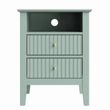 Fluted Nightstand with 2 Drawers Set of 2