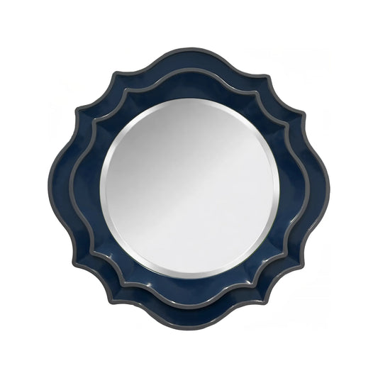 Ethan Round Scalloped Mirror Navy