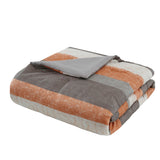 Stripe Modern Comforter Set with Bed Sheets, Coral/Grey