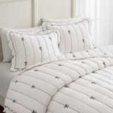 Soft Bow Embroidered Quilt Mini Set, Black