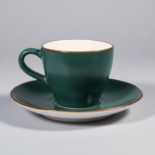 Mediterraneo Green Espresso Cup & Saucer, Stoneware