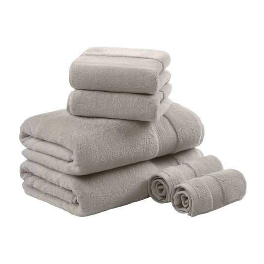 Turkish Cotton 6-Piece Bathroom Towel Set, Light Grey