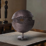 Berken Round Sculpture in a Bronze Finished Cast Aluminum
