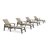 PURPLE LEAF Outdoor Chaise Lounge Chair Patio Pool Lounger Aluminum Chairs with Side Table and Wheels Adjustable Tanning Recliner with Armrests for Outside Backyard Deck Beach