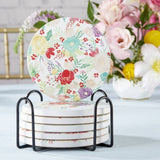 Garden Blooms Ceramic Coaster with Holder (Set of 6)