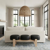 Woodcrest - Vegan Leather Upholstered Bench - Painted Natural Base