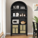Arched Storage Cabinet with 2 Rattan Doors, 70''h