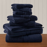 8-Piece 800gsm Cotton Absorbent Towel Set, Navy