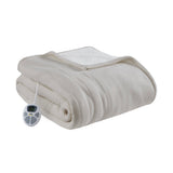 Heated Fleece & Sherpa Electric Bedding Blanket, Tan