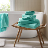 6pcs 100% Cotton Quick-Dry Ribbed Towel Set, Turquoise