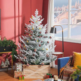 HOMCOM 6 FT Artificial Christmas Tree, Flocked Hinged Xmas Tree with 795 Tips, Steel Base, Auto Open, Green