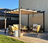 PURPLE LEAF Outdoor Pergola with Retractable Canopy Aluminum Shelter for Porch Garden Beach Shade Pavilion Pergola Modern Backyard Deck