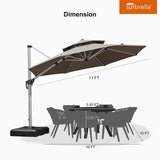 PURPLE LEAF Double Top 11 ft Round Outdoor Patio Umbrella with High Quality Sunbrella Fabric
