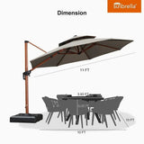 PURPLE LEAF Double Top 11 ft Round Outdoor Patio Umbrella with High Quality Sunbrella Fabric