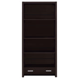 Skylar 71-inch 5-shelf Bookcase with Drawer Cappuccino