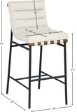Burke Vegan Leather Bar Stool - Contemporary Design with Matte Black Frame and Walnut Wood Accent