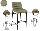 Burke Vegan Leather Bar Stool - Contemporary Design with Matte Black Frame and Walnut Wood Accent