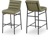 Burke Vegan Leather Bar Stool - Contemporary Design with Matte Black Frame and Walnut Wood Accent