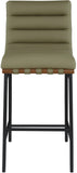 Burke Vegan Leather Bar Stool - Contemporary Design with Matte Black Frame and Walnut Wood Accent