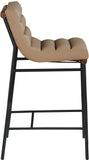 Burke Vegan Leather Bar Stool - Contemporary Design with Matte Black Frame and Walnut Wood Accent