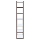 Kate 78-inch 5-shelf Glass Bookshelf Black Nickel