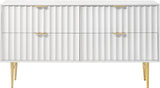 Modernist Engineered Wood Dresser with Sculptural Design and Gold Accents for Chic Interiors