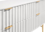 Modernist Engineered Wood Dresser with Sculptural Design and Gold Accents for Chic Interiors
