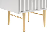 Modernist Night Stand – Industrial Style with Sculptural Design, Gold Accents, and Chic Finish