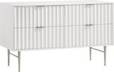 Modernist Engineered Wood Dresser with Sculptural Design and Gold Accents for Chic Interiors
