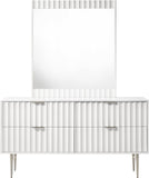 Modernist Engineered Wood Dresser with Sculptural Design and Gold Accents for Chic Interiors