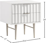 Modernist Night Stand – Industrial Style with Sculptural Design, Gold Accents, and Chic Finish