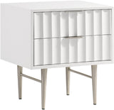 Modernist Night Stand – Industrial Style with Sculptural Design, Gold Accents, and Chic Finish