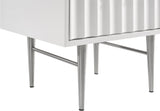 Modernist Night Stand – Industrial Style with Sculptural Design, Gold Accents, and Chic Finish