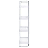 Ember 68-inch 4-shelf Bookshelf White High Gloss and Chrome