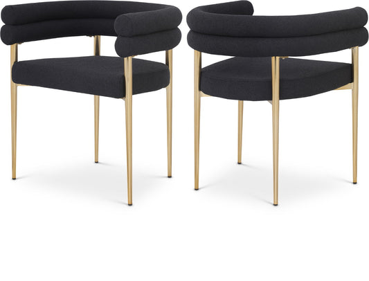 Brielle Iron Contemporary Dining Chair Set - Elegant Design with Gold Frame and Boucle Comfort