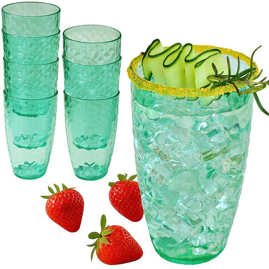 23oz Teal Hammered Acrylic Cups Set of 8