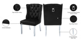 Suri Velvet Dining Chairs - Elegant High Back Design with Chrome Nailheads and Timeless Wood Legs