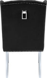 Suri Velvet Dining Chairs - Elegant High Back Design with Chrome Nailheads and Timeless Wood Legs