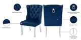 Suri Velvet Dining Chairs - Elegant High Back Design with Chrome Nailheads and Timeless Wood Legs
