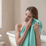 4pcs 100% Cotton Quick-Dry Ribbed Hand Towel Set, Turquoise