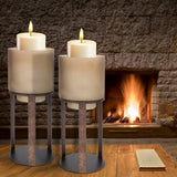 Bronze Bungoma Glass Candle Hurricane in Metal Stand- Short