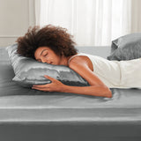 Luxury Satin 6-Piece Sheet Set, Dark Grey